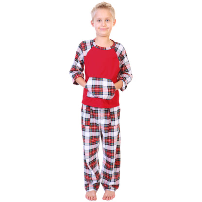 Flannel Kangaroo Pocket Raglan Shirt with Pajama Pants Set (1-Pack)