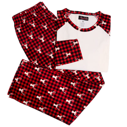 Flannel Kangaroo Pocket Raglan Shirt with Pajama Pants Set (1-Pack)
