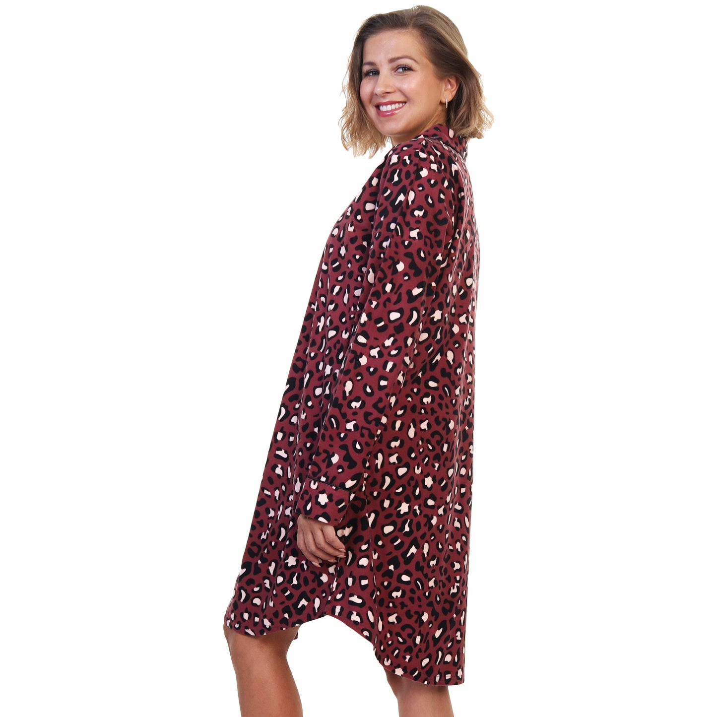 Women's Flannel Button Down Sleep Shirt Dress Pajama (1-Pack)