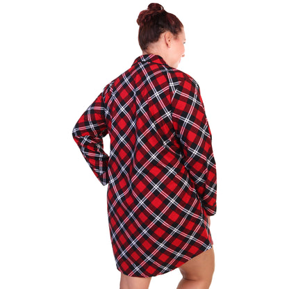 Women's Flannel Button Down Sleep Shirt Dress Pajama (1-Pack)