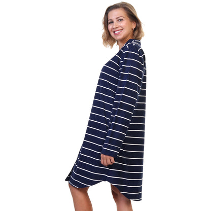 Women's Flannel Button Down Sleep Shirt Dress Pajama (1-Pack)