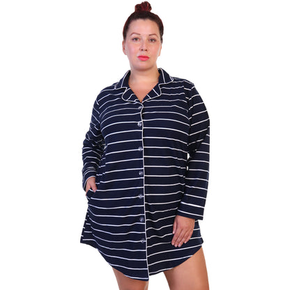 Women's Flannel Button Down Sleep Shirt Dress Pajama (1-Pack)