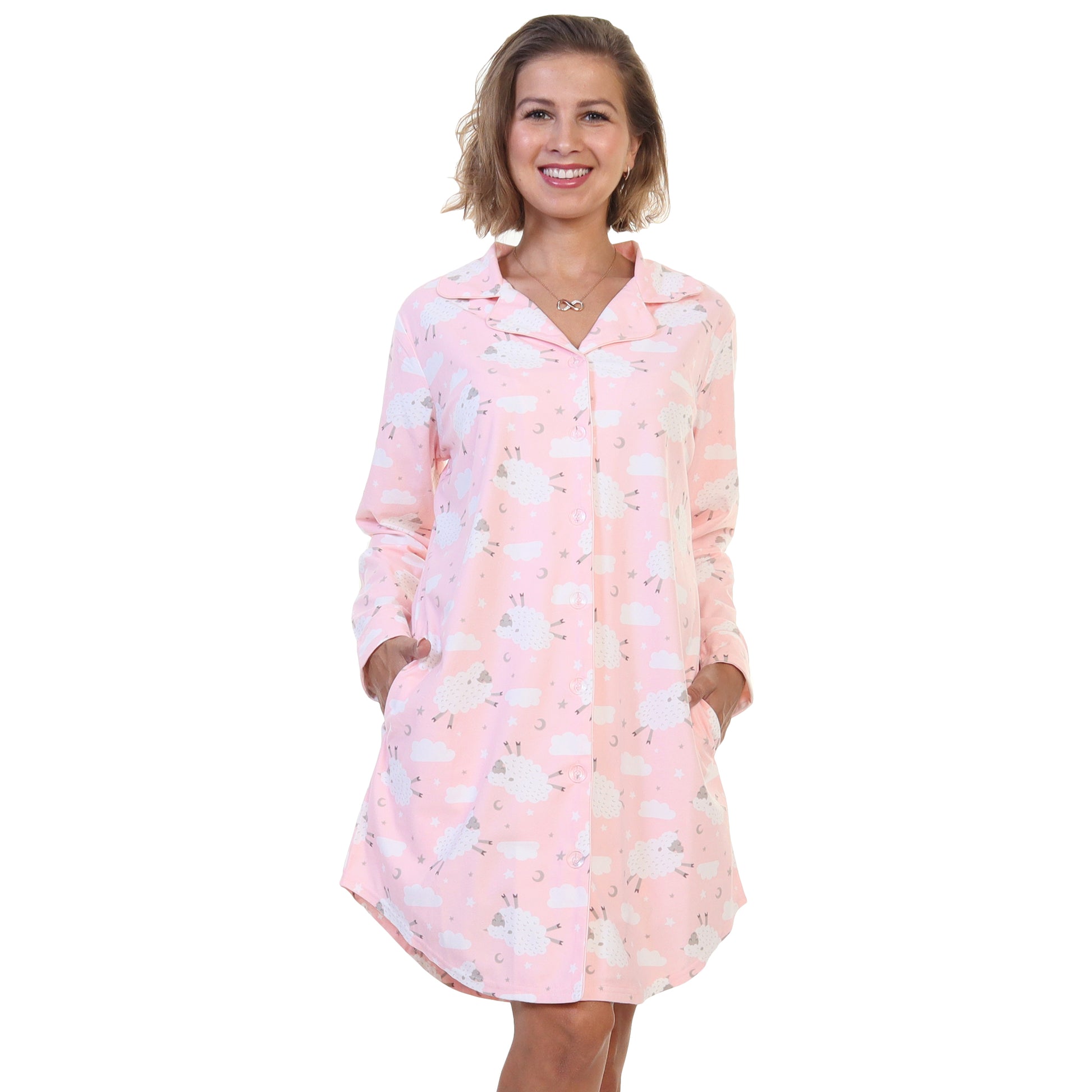 Angelina Women's Flannel Button Down Sleep Shirt Dress Pajama