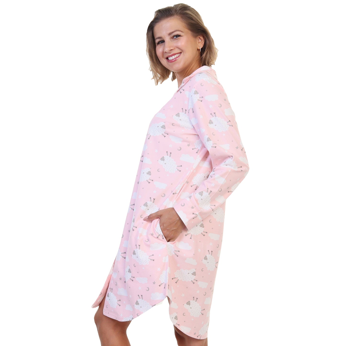 Women's Flannel Button Down Sleep Shirt Dress Pajama (1-Pack)