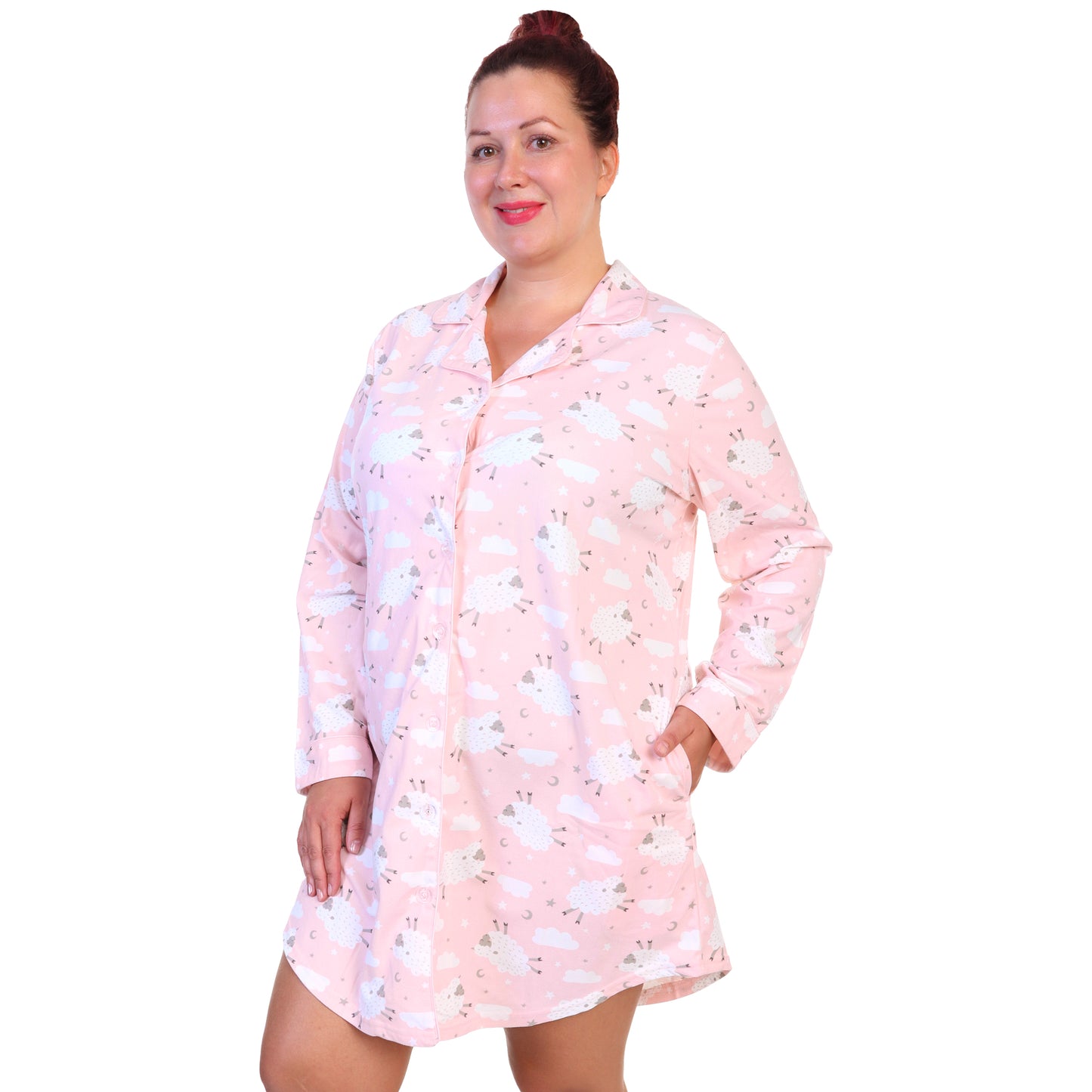 Women's Flannel Button Down Sleep Shirt Dress Pajama (1-Pack)