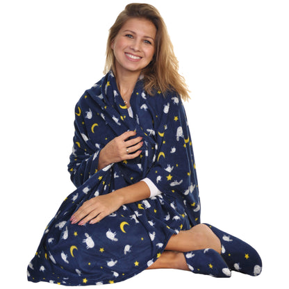 Women's Cozy Fleece Blanket with Slipper (1-Pack)