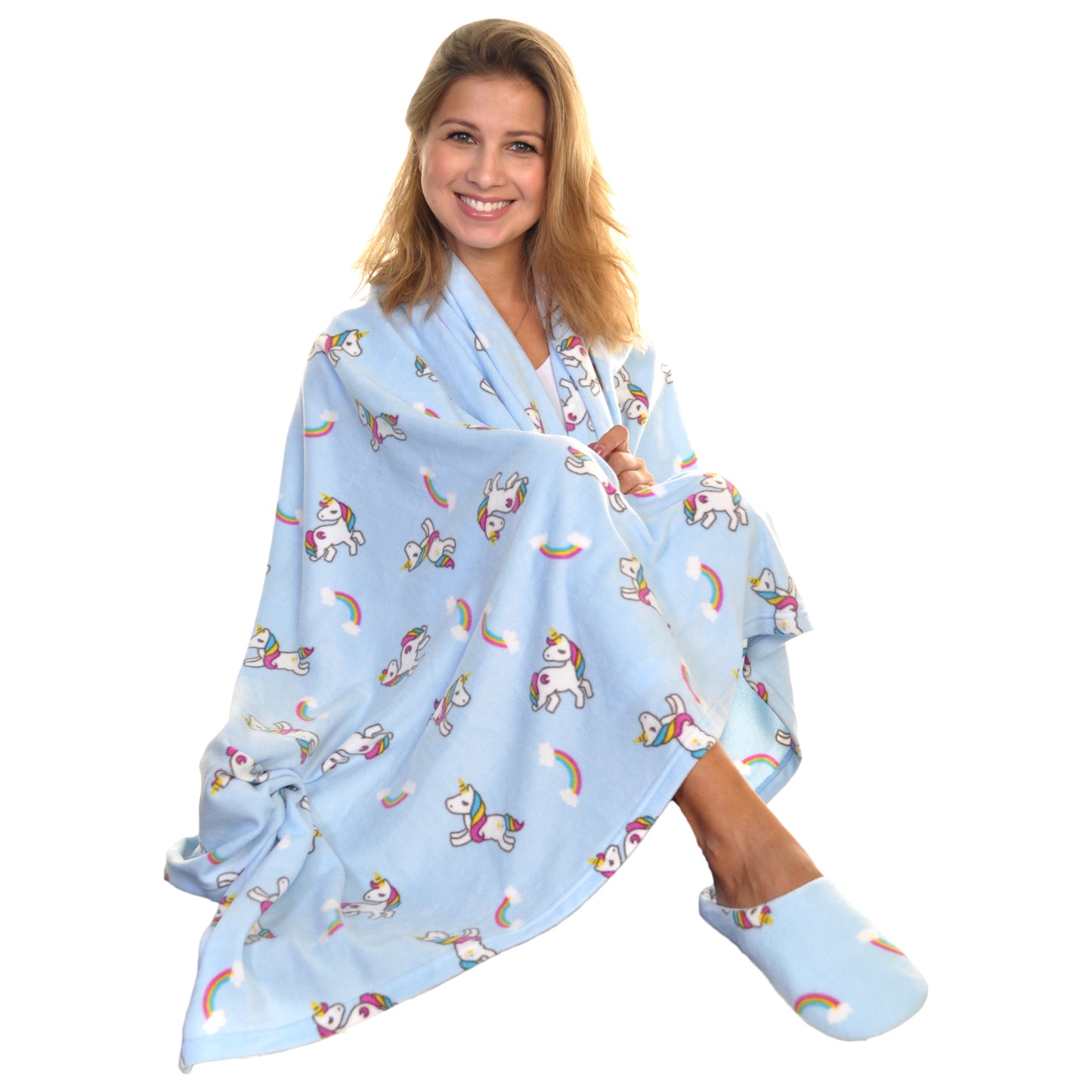 Women's Cozy Fleece Blanket with Slipper (1-Pack)