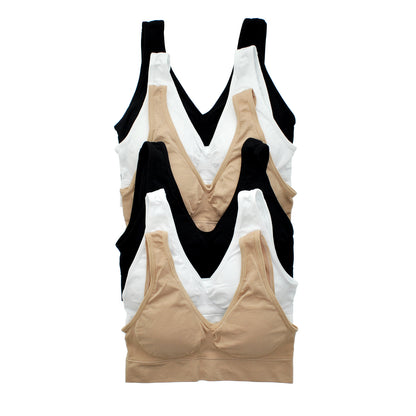 Seamless U-Shape Matching Bra and Bikini Boxer Set (6-Pack)
