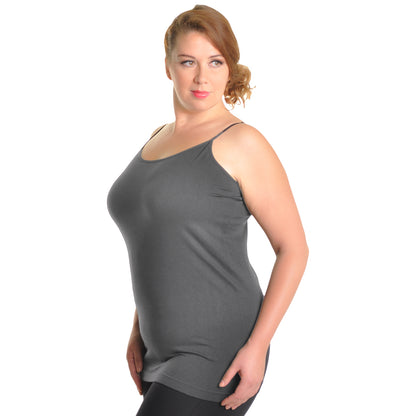 Seamless Tank Top with Adjustable Spaghetti Straps (1 or 6 Pack)