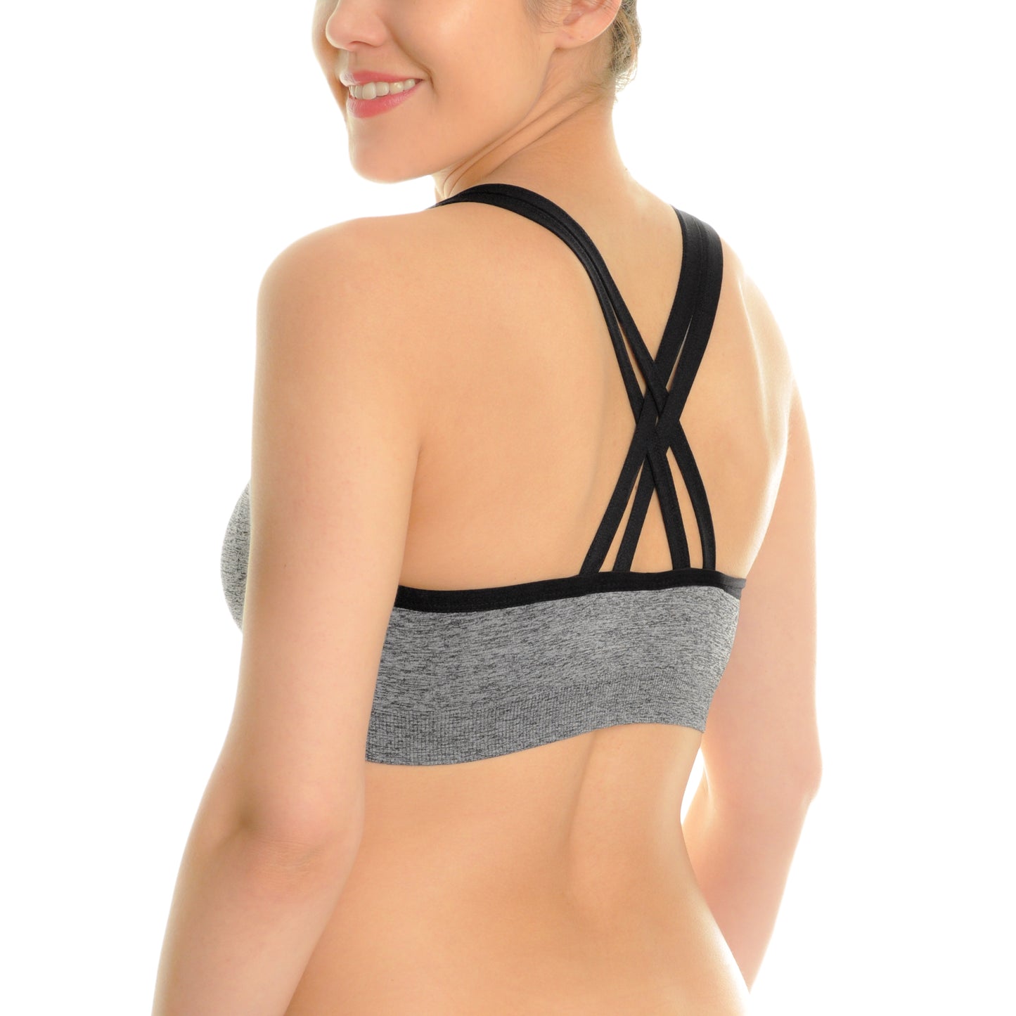 Wire-Free Seamless Sports Bra with Cross-Back (3-Pack)