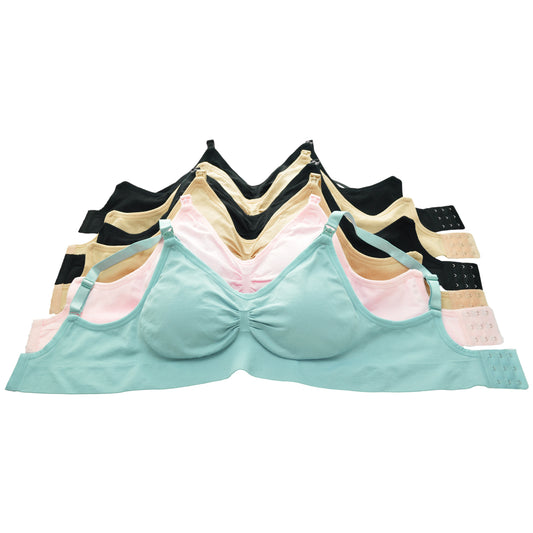 Seamless Nursing Bras with Ruched Cups (6-Pack)