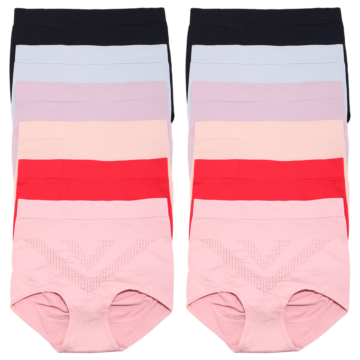 Seamless High-Waist Light-Control Brief Panties (12-Pack)