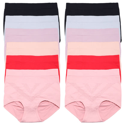 Seamless High-Waist Light-Control Brief Panties (12-Pack)