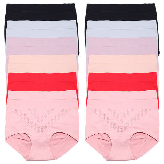 Seamless High-Waist Light-Control Brief Panties (12-Pack)