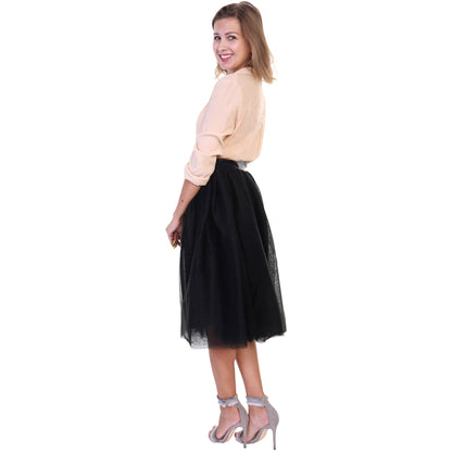 Mesh Tutu Midi Skirt with Detachable Satin Ribbon (1-Pack)