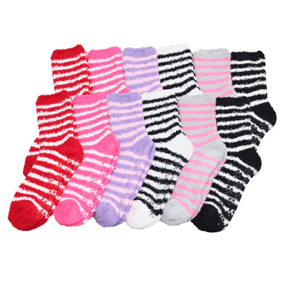 Cozy Fuzzy Socks with Silicone Gripper Dots (12-Pairs)