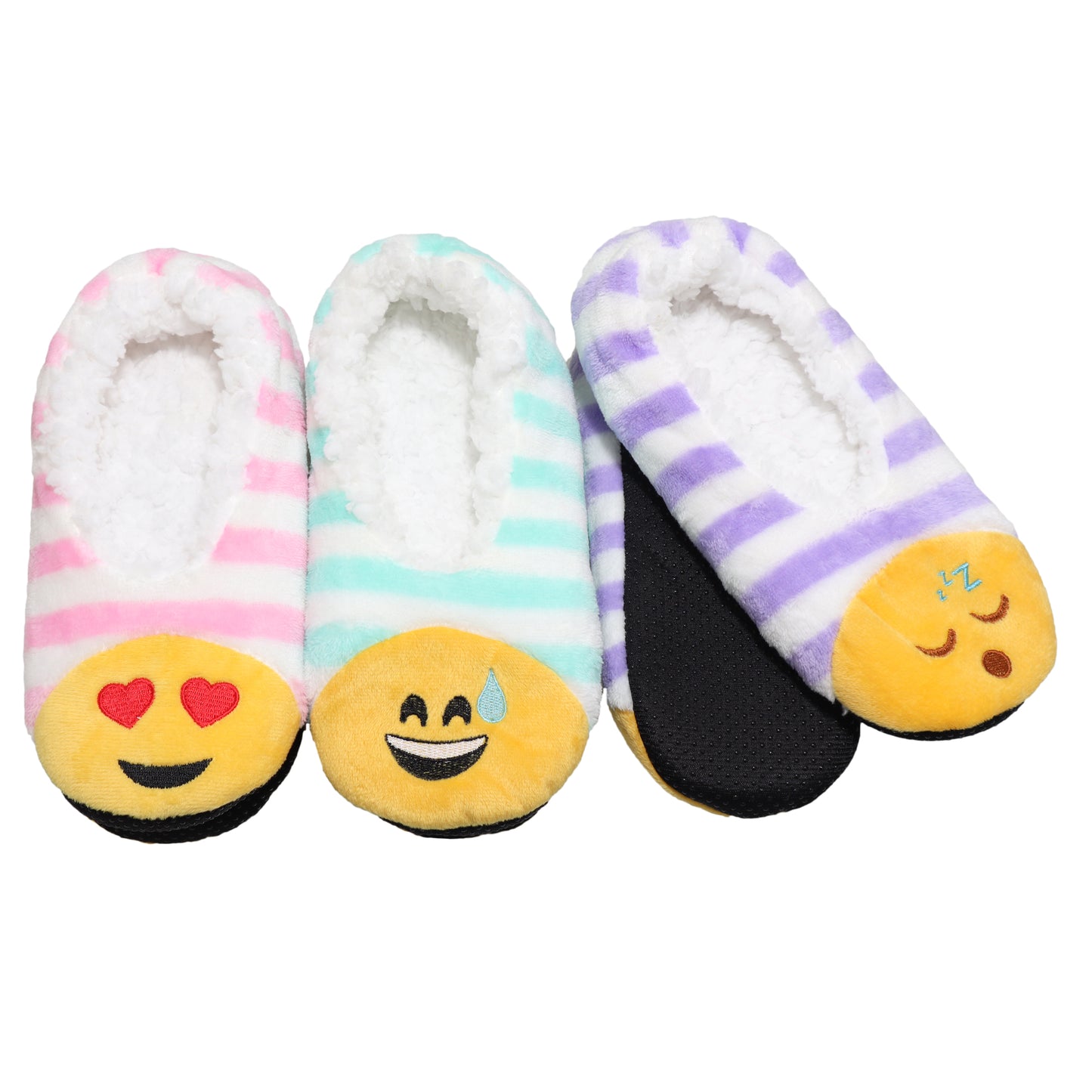 Winter-Weight Indoor Slipper Socks with Emoji Design (3-Pairs)