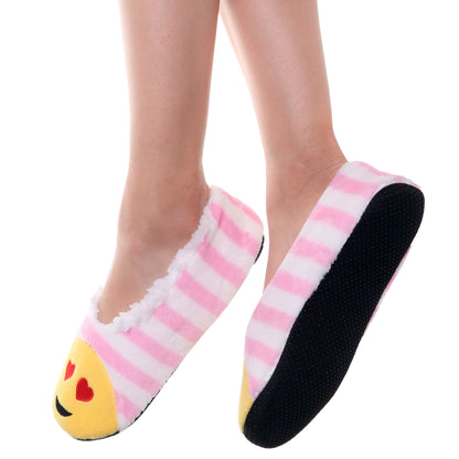 Winter-Weight Indoor Slipper Socks with Emoji Design (3-Pairs)