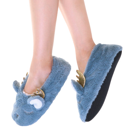 Winter-Weight Indoor Slipper Socks with Deer Design (3-Pairs)
