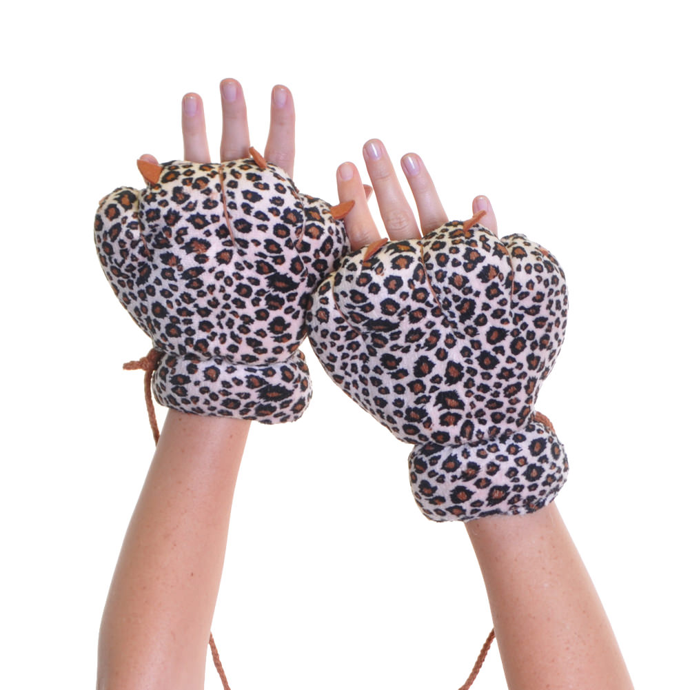 Cute Wild Animal Paws Plush Finger-less Mittens (1-Pack)