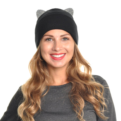 Classic Knit Beanie Hat with Cat Ears (6-Pack)