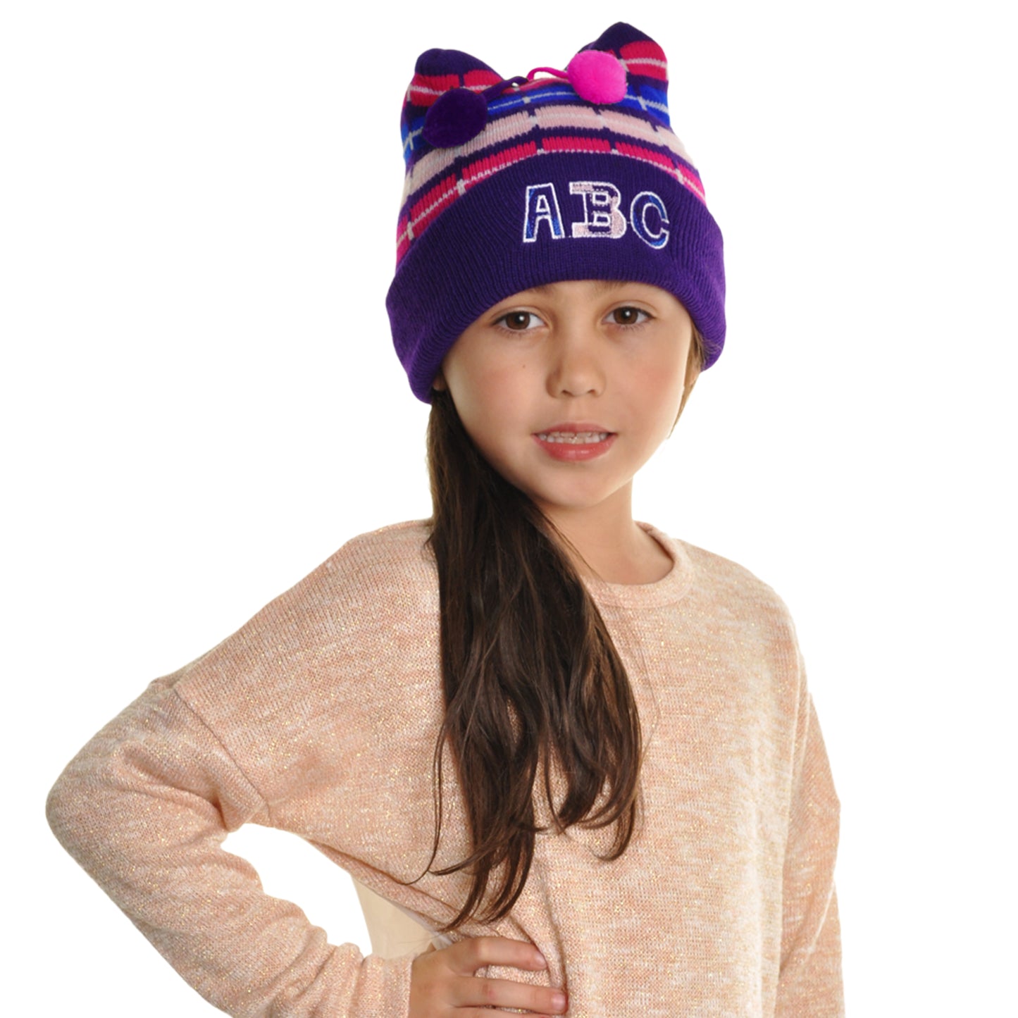 Kids Winter Warmth Knit Bear Embroidered Beanies (6-Pack)
