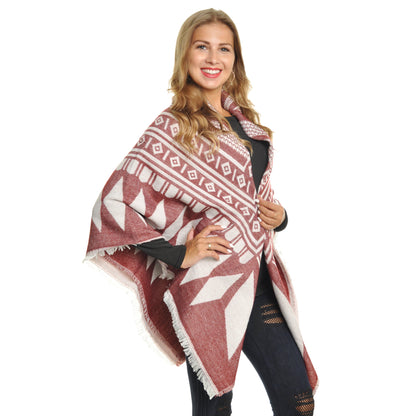 Tribal Print Blanket Scarf with Fringe Edge (1-Pack)