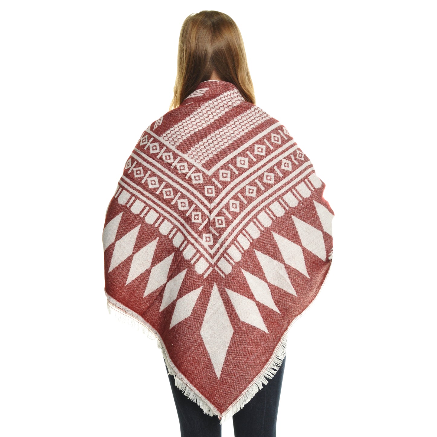 Tribal Print Blanket Scarf with Fringe Edge (1-Pack)