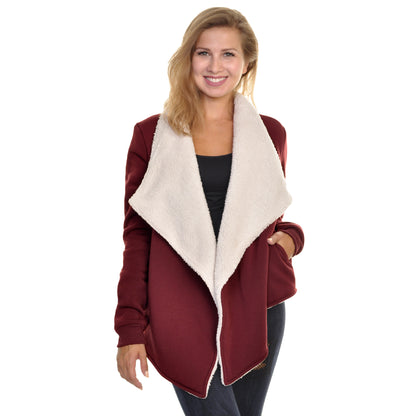 Women's Sherpa-Lined Cardigan with Side Pockets (1-Pack)