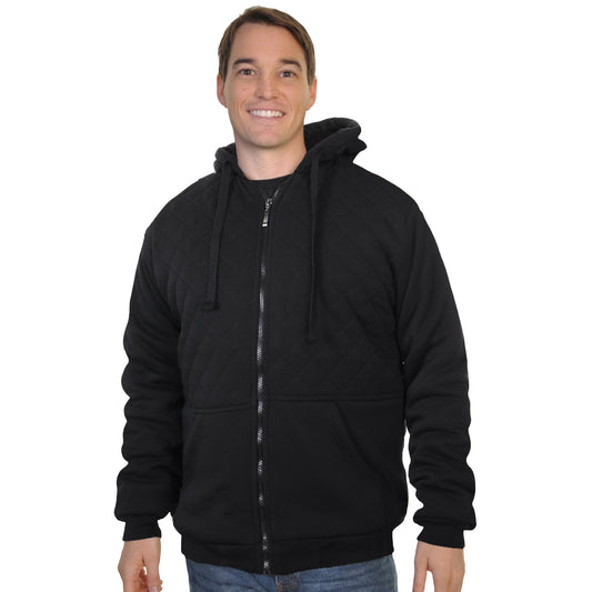 Men's Full-Zip Quilted Plush Sherpa-Lined Hoodie Jacket (1-Pack)