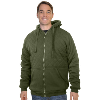 Men's Full-Zip Quilted Plush Sherpa-Lined Hoodie Jacket (1-Pack)